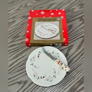 Vintage Pfaltzgraff Winter Berry Cheese Tray and Knife
